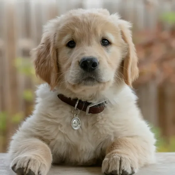Filhote de golden retriever olhando para a câmera